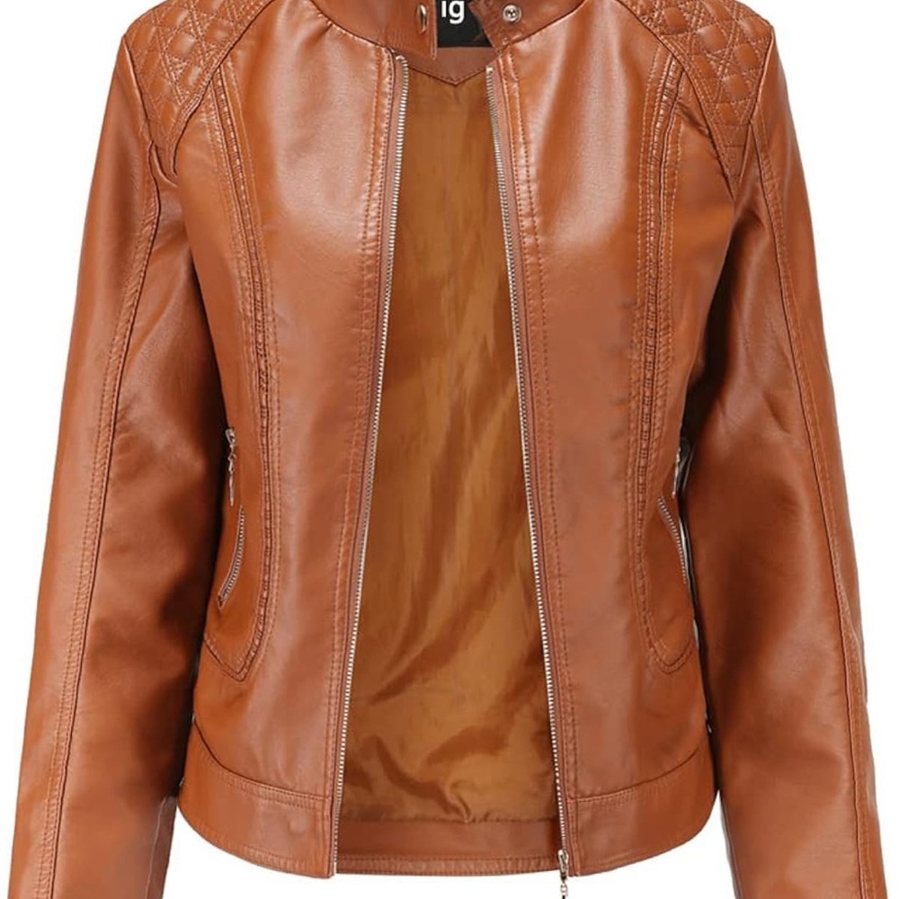 NWOT Brown Leather Jacket S